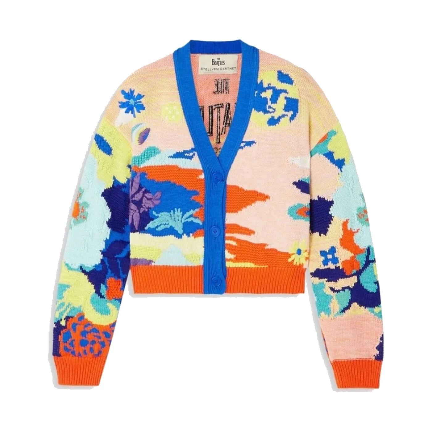 Cropped Embroidered Intarsia Cotton Cardigan, The Beatles × Stella McCartney