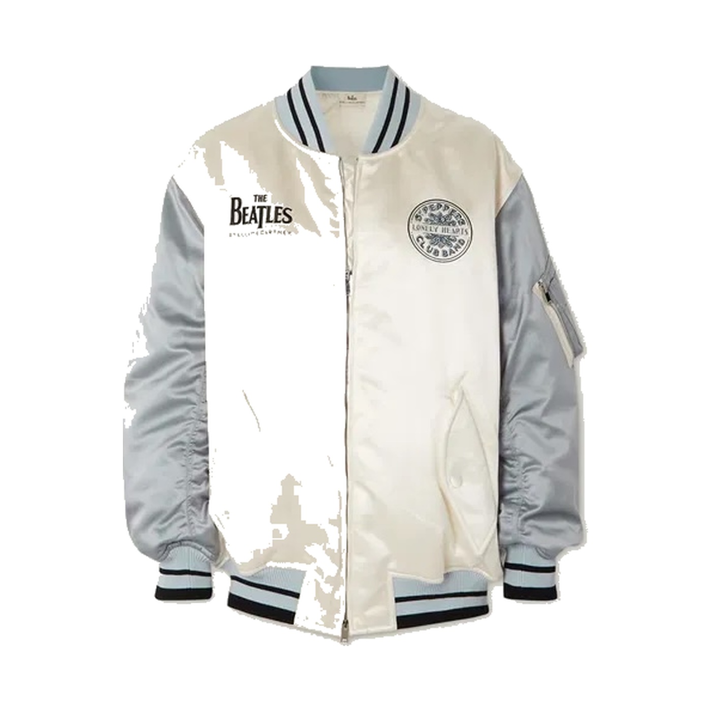 Oversized Embroidered Satin Bomber Jacket, The Beatles × Stella McCartney